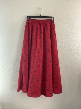 Samansa Mos2 Blue Floral Red Maxi Skirt Vintage Designer Cottagecore Whimsigoth